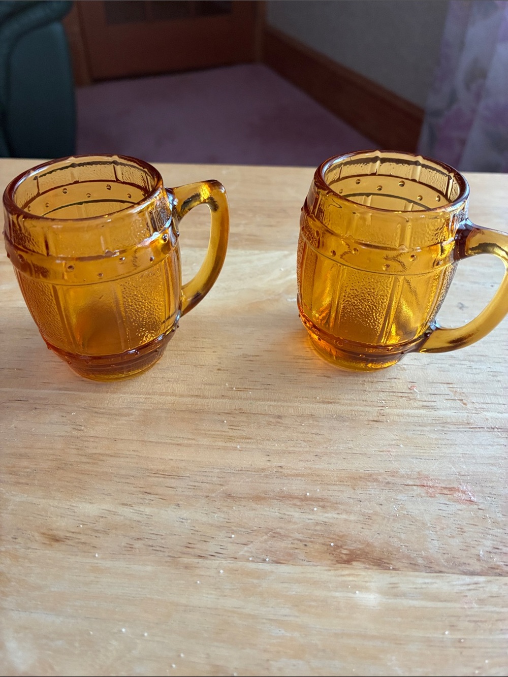 Amber Glass Barrel Mugs - Set of 2